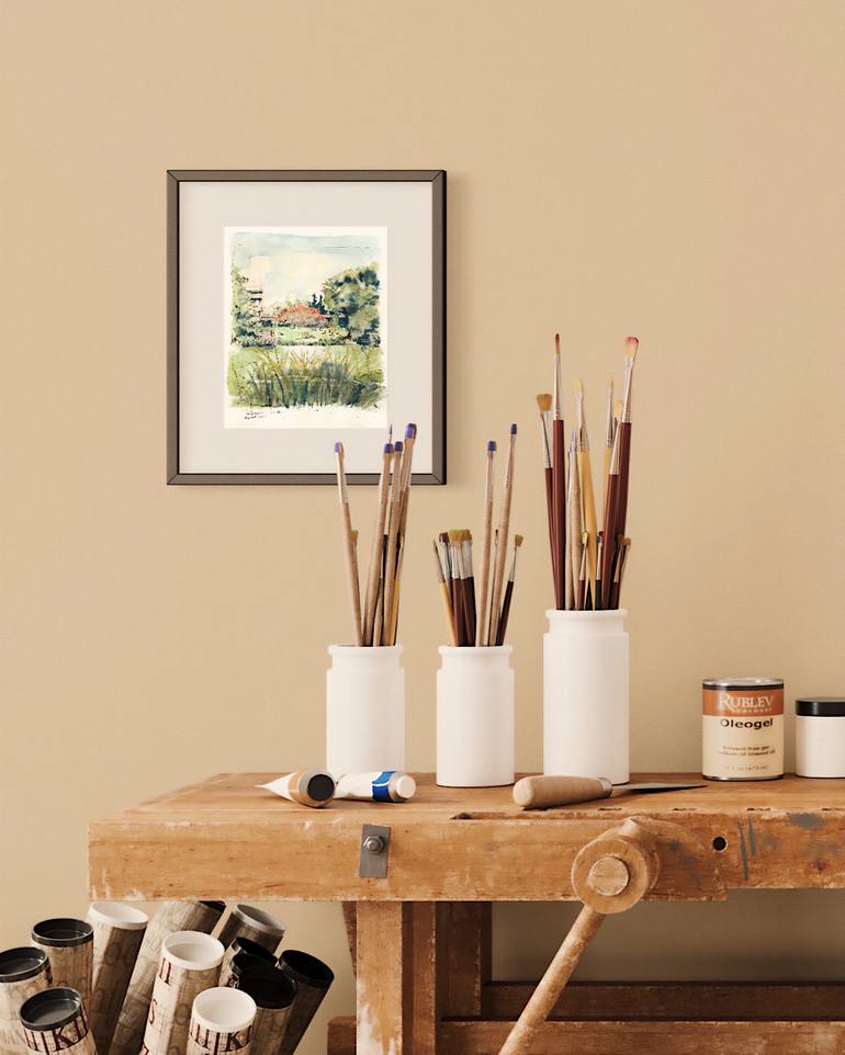 Original Documentary Architecture Painting by Tatiana Vovchek