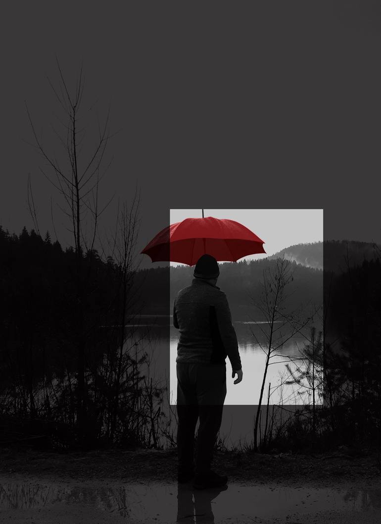 Under a red umbrella - Print