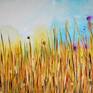 This painting was inspired by the summer colors of grasslands and pasture and wide open spaces with big sky.