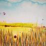 This painting was inspired by the summer colors of grasslands and pasture and wide open spaces with big sky.