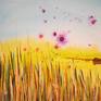This painting was inspired by the summer colors of grasslands and pasture and wide open spaces with big sky.