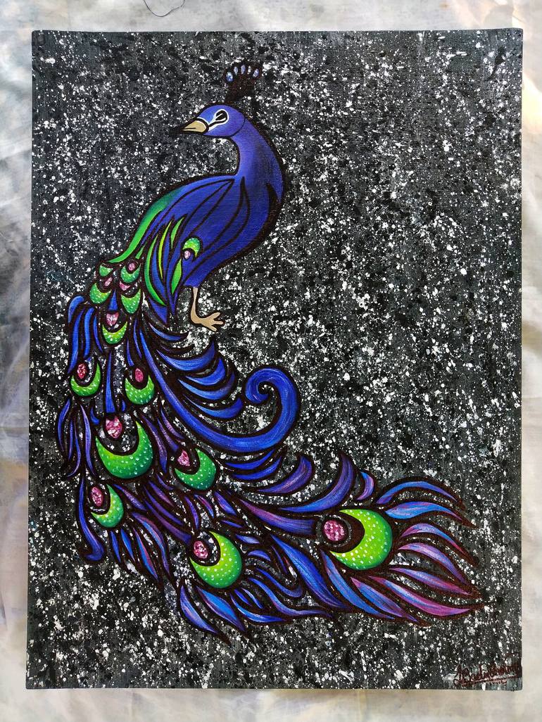 peacock painting on glass