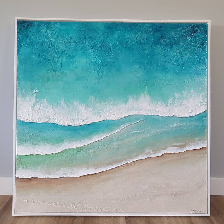 Original Modern Beach Painting by Eva Johnova