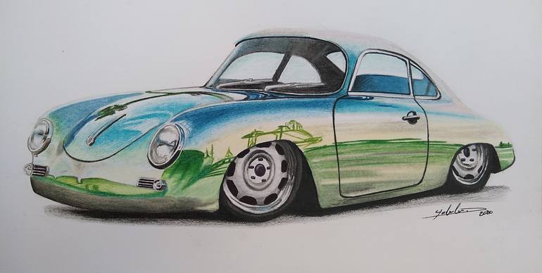 Porsche 356 Drawing by Maximiliano Sanchez | Saatchi Art