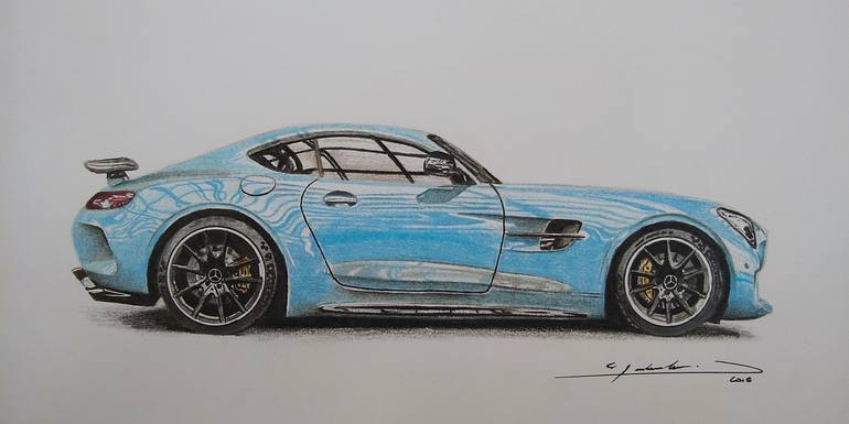 How to Draw Sports Car with Colored Pencils and Markers 