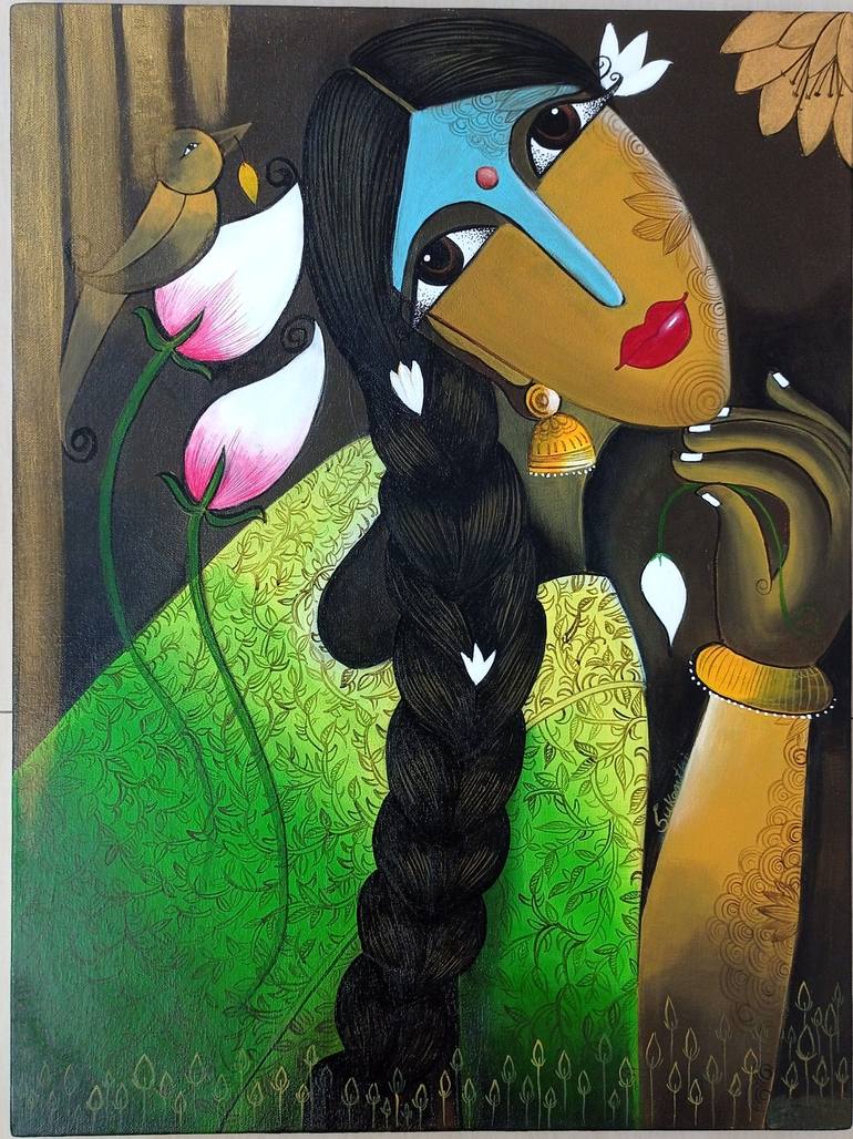 Flaunting Beauty Painting by kp sukanthi | Saatchi Art