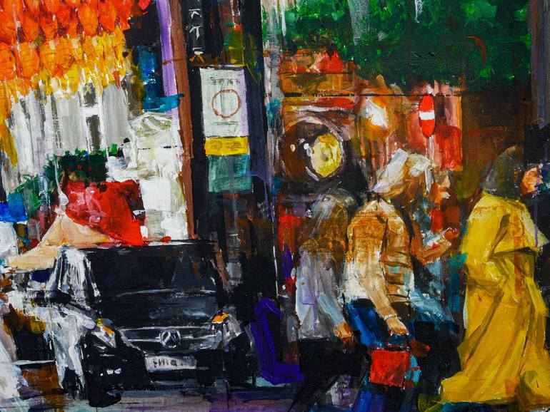 Original Figurative Cities Painting by Khalid Khan - KAAY