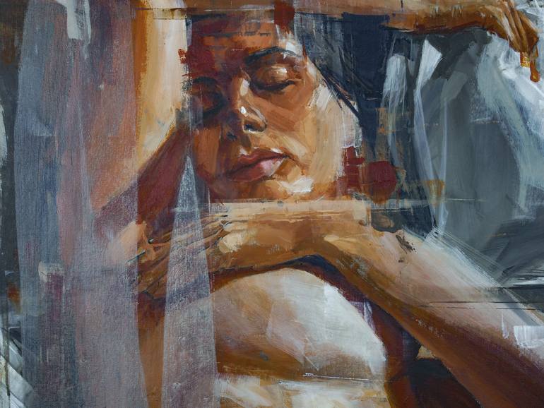 Original Figurative Nude Painting by Khalid Khan - KAAY