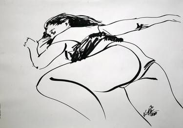 Print of Impressionism Nude Drawings by Khalid Khan - KAAY