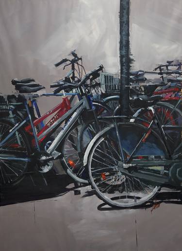 Print of Documentary Bicycle Paintings by Khalid Khan - KAAY