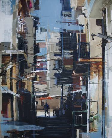 Original Abstract Expressionism Cities Paintings by Khalid Khan - KAAY