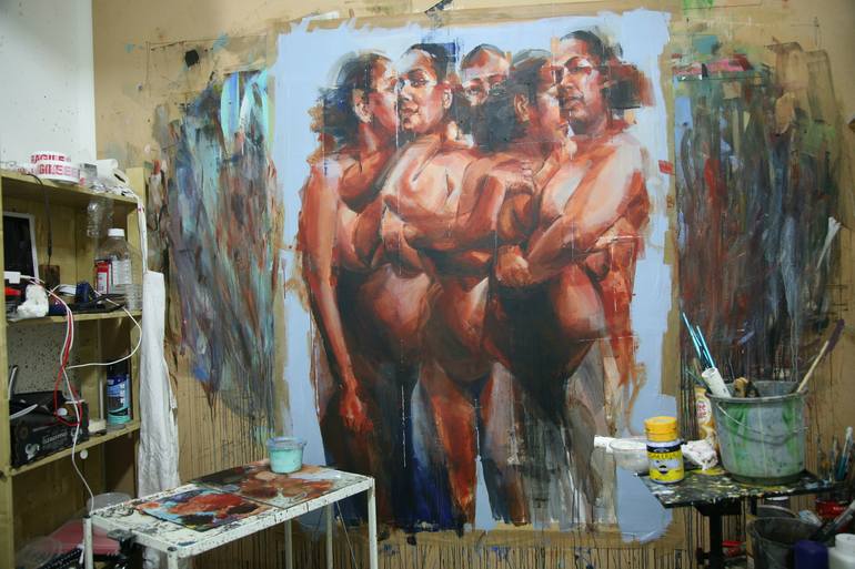 Original Figurative Nude Painting by Khalid Khan - KAAY