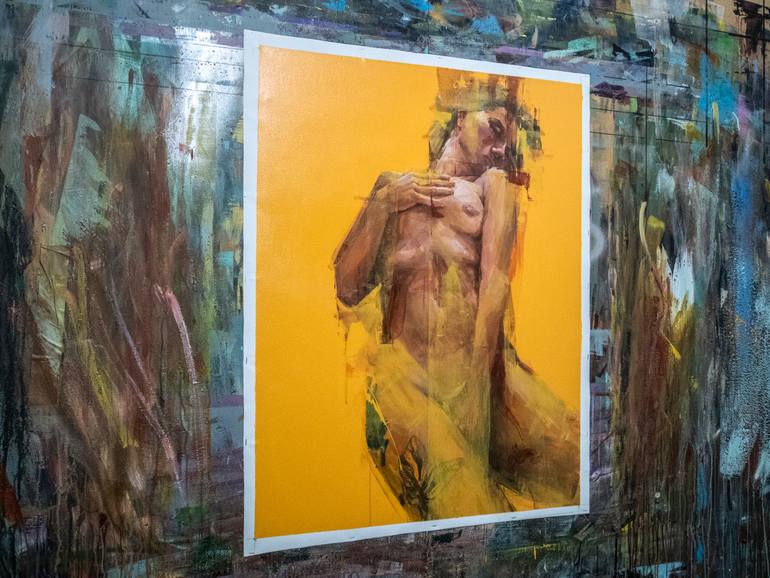 Original Expressionism Nude Painting by Khalid Khan - Kaay