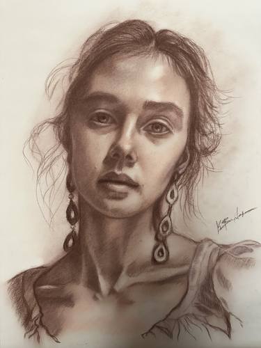 Original Figurative Women Drawings by Kalliope Varlamiti