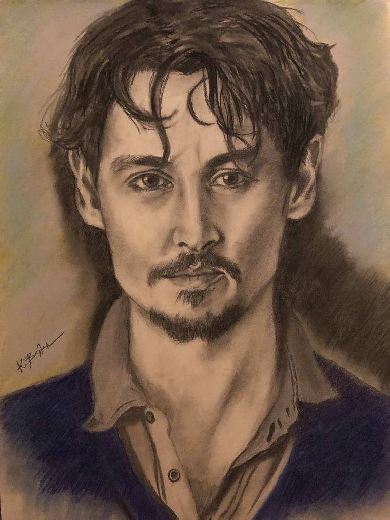 johnny depp charcoal drawing