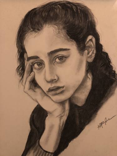 Original Fine Art Portrait Drawings by Kalliope Varlamiti