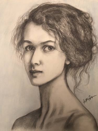 Original Figurative Portrait Drawings by Kalliope Varlamiti