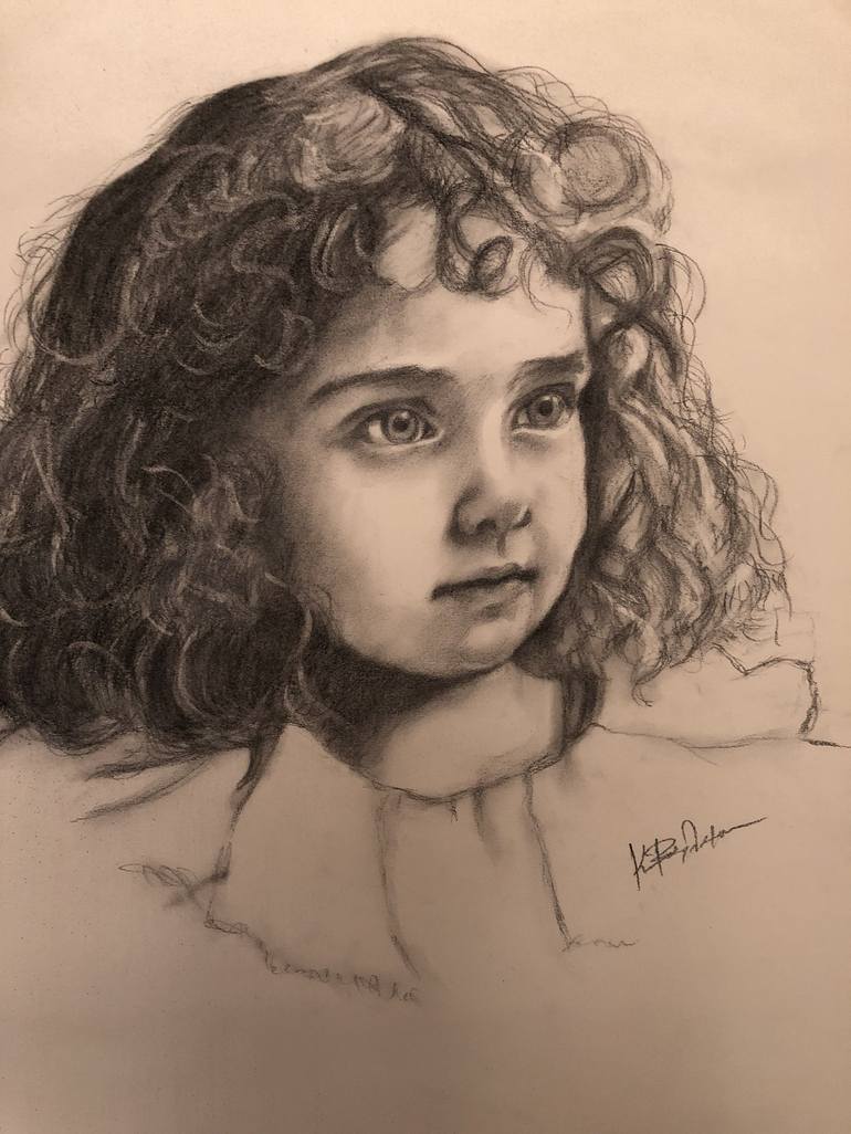 portrait drawing little girl