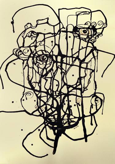 Original Surrealism People Drawing by Deni Pucci