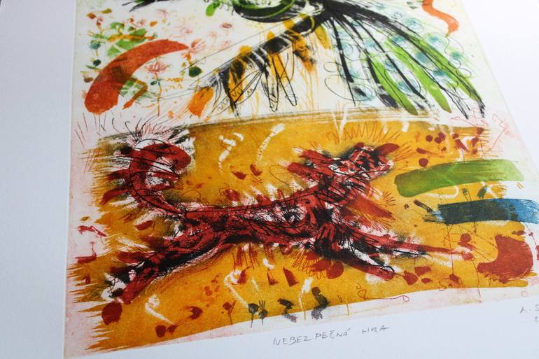 Original Abstract Animal Printmaking by Rudolf Suran