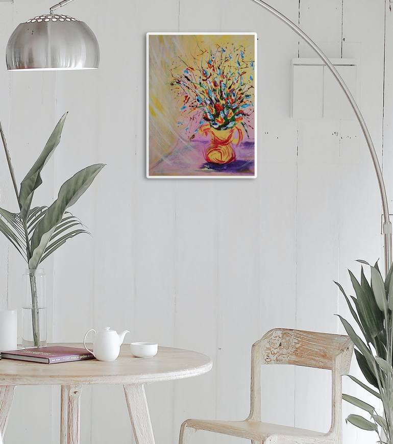 Original Abstract Floral Painting by Valerie Kraplia