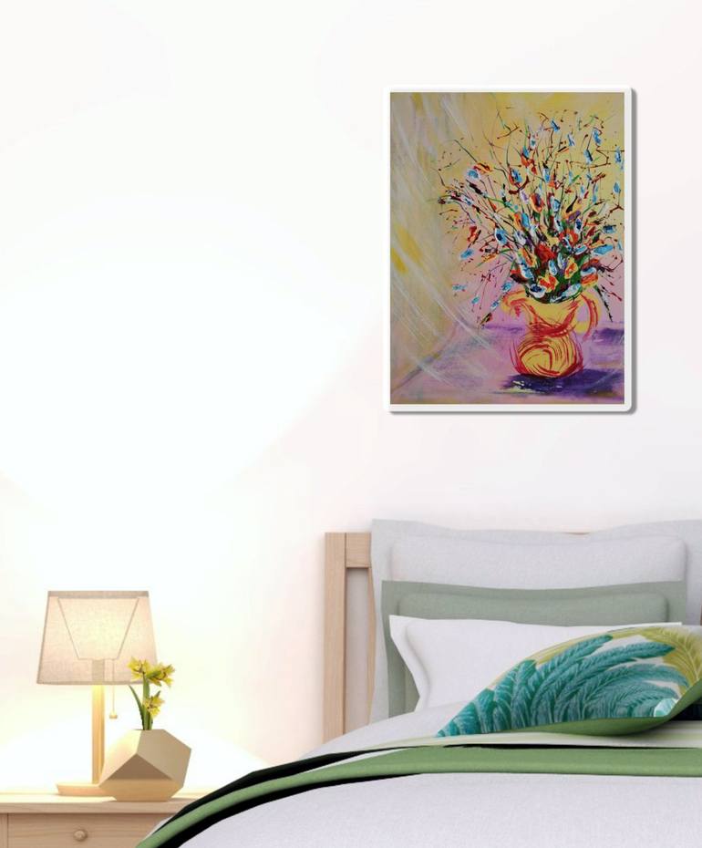 Original Abstract Floral Painting by Valerie Kraplia