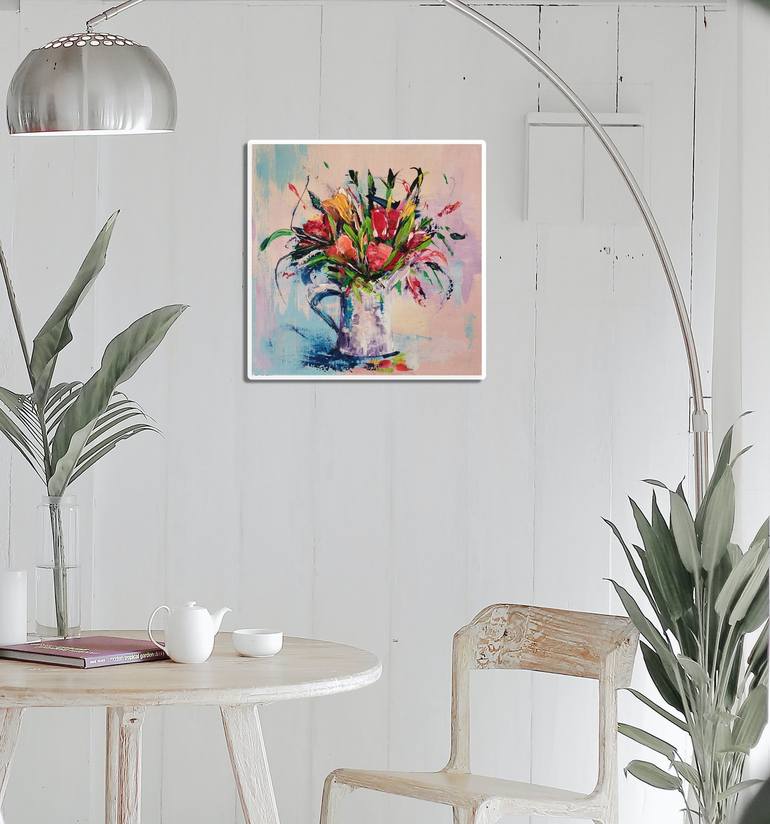 Original Abstract Expressionism Floral Painting by Valerie Kraplia