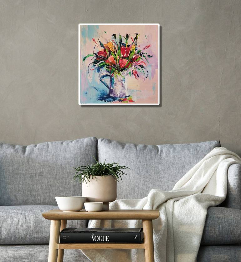 Original Abstract Expressionism Floral Painting by Valerie Kraplia