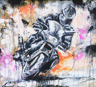 Original Fine Art Motorbike Paintings by Andrejs Bovtovičs