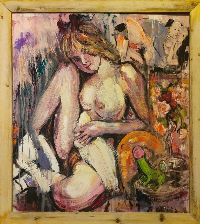 Original Fine Art Erotic Painting by Andrejs Bovtovičs