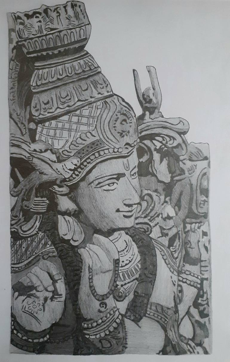 Krishna Drawing by Saransh Sharma | Saatchi Art