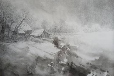 Original Black & White Landscape Mixed Media by Oksana Duchenchuk