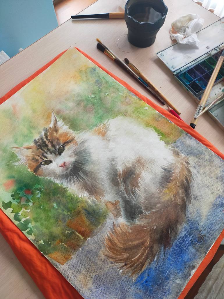 Original Art Deco Cats Painting by Anastassiya Coskun