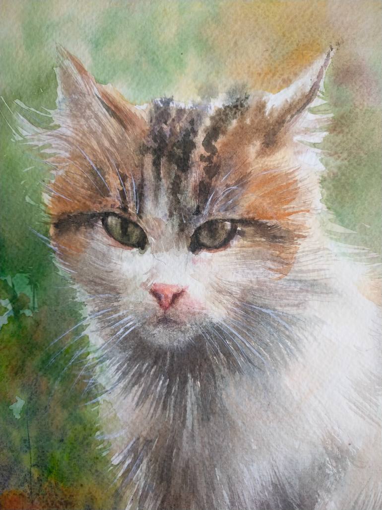 Original Art Deco Cats Painting by Anastassiya Coskun