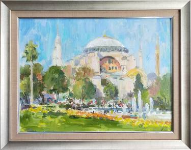 Hagia Sophia in Istanbul,Urban landscape, Plein air oil painting thumb