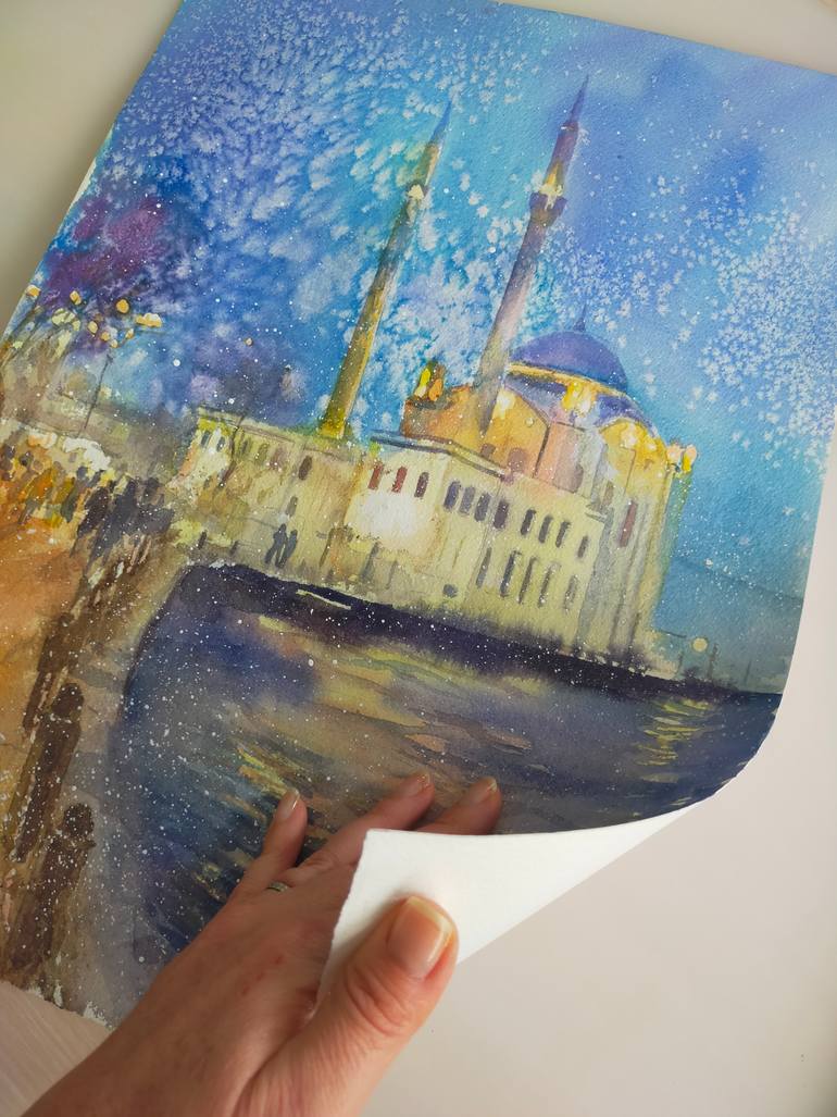 Mosque in Istanbul watercolor painting,Urban watercolor painting ...