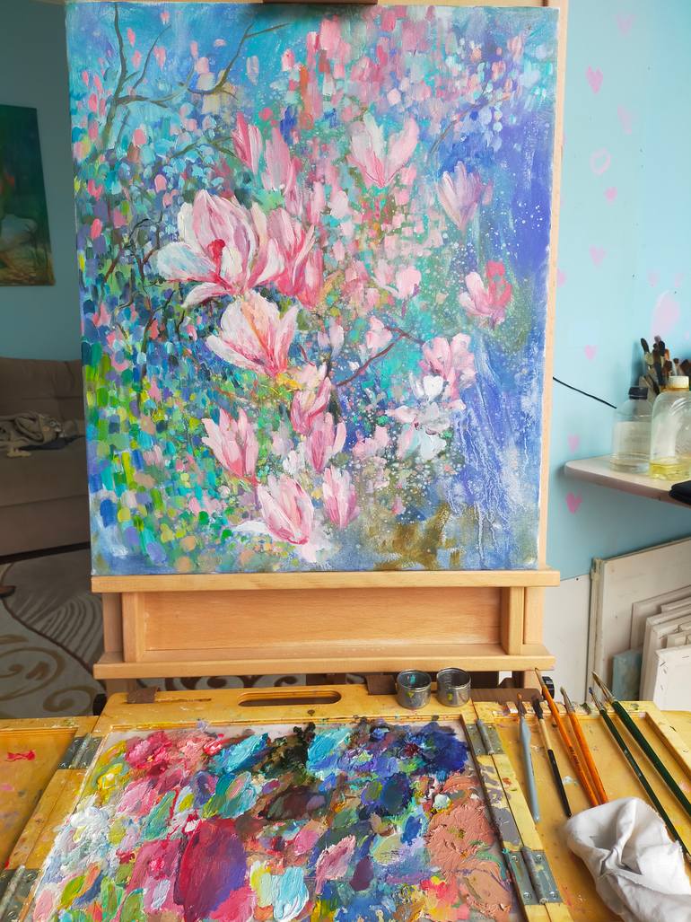 Original Art Deco Floral Painting by Anastassiya Coskun