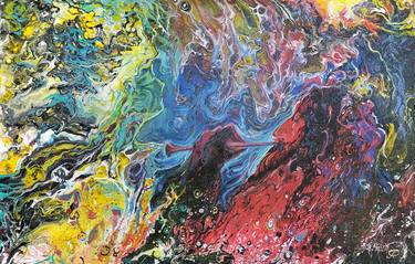 Figurative Abstract Painting,Fluid Art Painting,Large Wall Art thumb