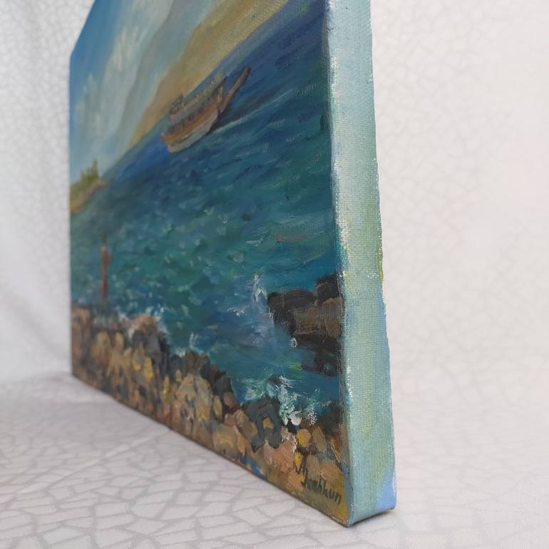 Original Art Deco Seascape Painting by Anastassiya Coskun