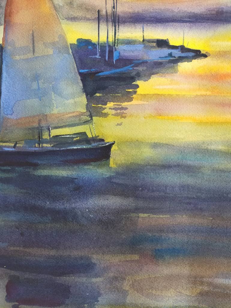 Original Sailboat Painting by Anastassiya Coskun