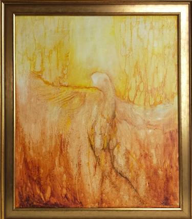 Angel abstract oil painting on canvas,Painting for yellow decor thumb