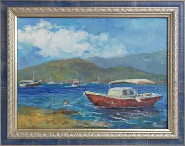 Sea wall art oil Painting,Plein air painting,Landscape painting thumb