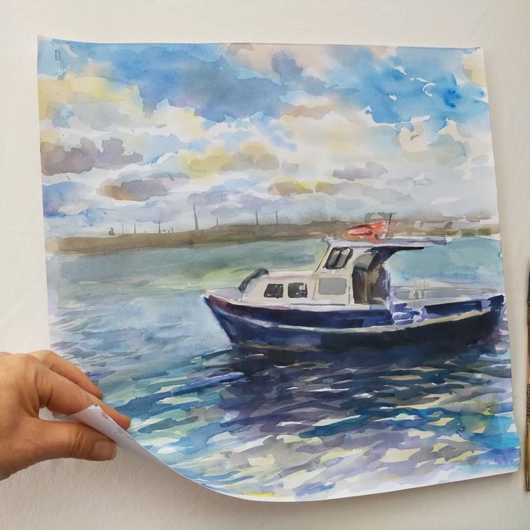 Original Boat Painting by Anastassiya Coskun