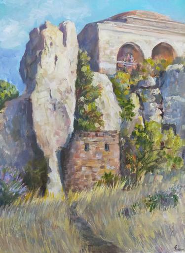 Fortress in the Rock oil painting, Plein Air painting in Turkey thumb