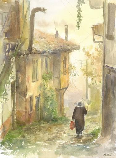 A street in the old city of Istanbul watercolor painting thumb
