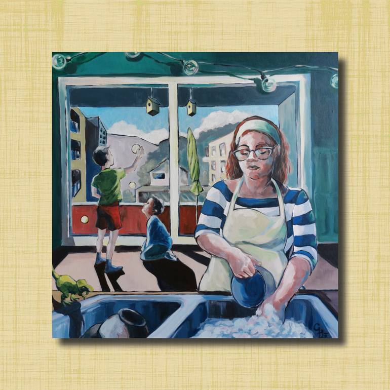 Original Expressionism Family Painting by Rita Galambos