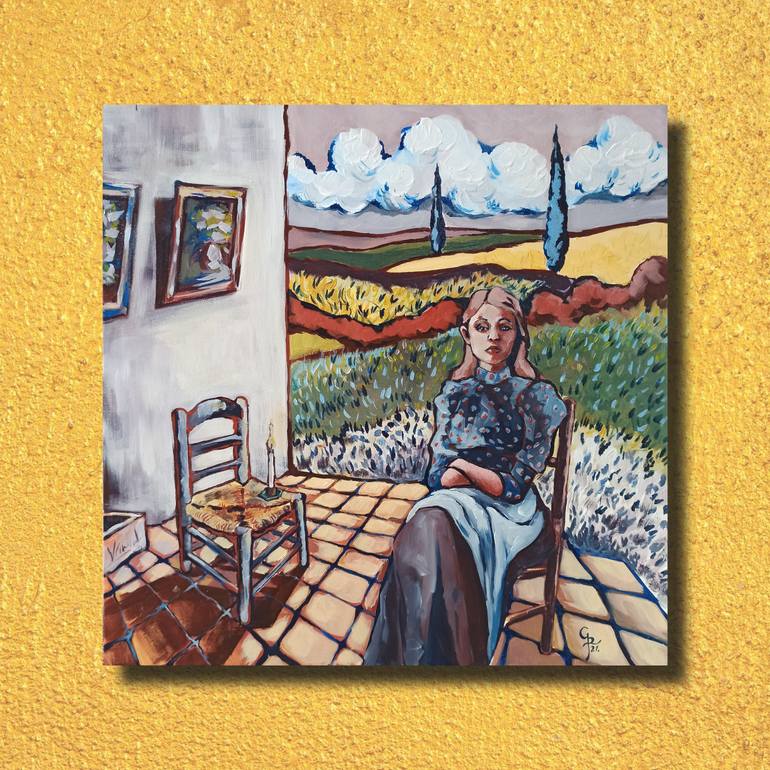 Original Expressionism Women Painting by Rita Galambos