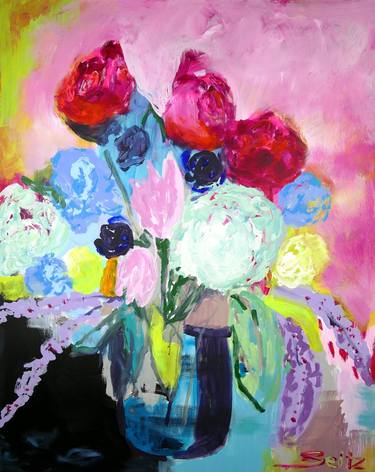 Print of Abstract Floral Paintings by Merita Seitz