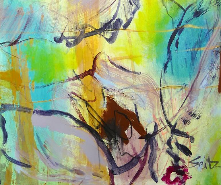 Original Abstract Floral Painting by Merita Seitz