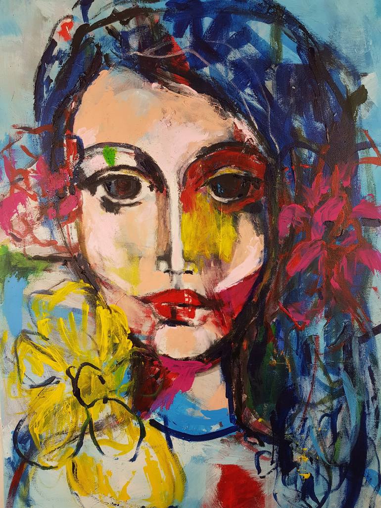 Original Abstract Expressionism Portrait Painting by Merita Seitz